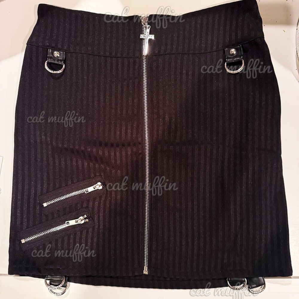 KILLSTAR PINSTRIPE BONDAGE MINI SKIRT KATY COFFIN SIZE S